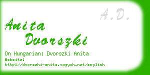 anita dvorszki business card